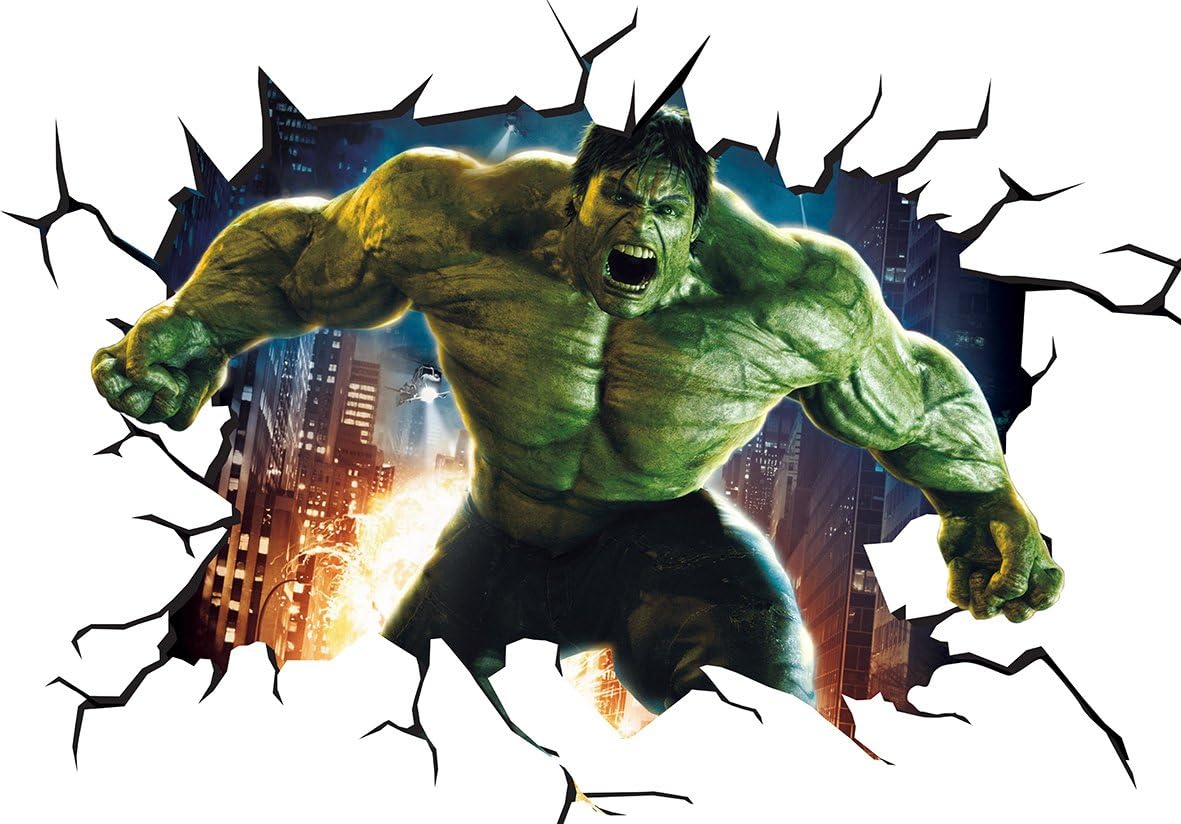 Autocollant Mural Hulk Marvel Avengers – Vinyle Amovible, Design Super-héros – Haute Qualité