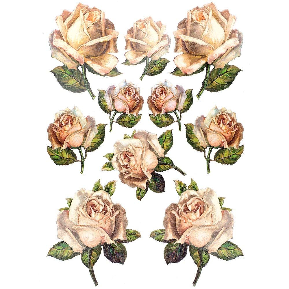 Ideen mit Herz Colour iron-on transfers with glitter, DIN A4, decorate textiles such as T-shirts and bags with iron-on motifs, quick and easy to iron on, DIY textile design (roses 02)