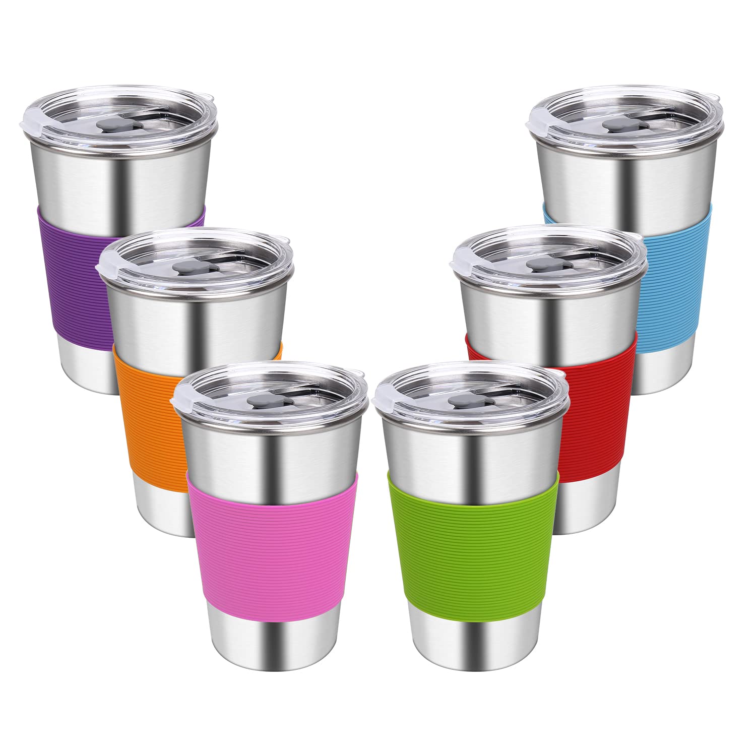 Photo 1 of Rommeka Water Tumbler with Lids, 6 Pack Stainless Steel Spill Proof Reusable Stacking 16oz Drinking Cups with Lids for Kids and Adults