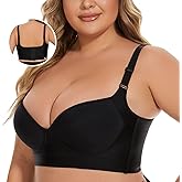 FXYNYQI Push Up Bras for Women Plus Size Full Coverage Wide Straps Bra,Back Fat Smoothing Comfortable T-Shirt Bra(36C-46F)