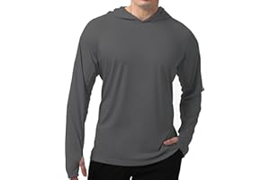 WELIGU Men's UPF 50+ Sun Protection Hoodie Shirt Long Sleeve SPF Fishing Outdoor UV Hiking Lightweight Shirts