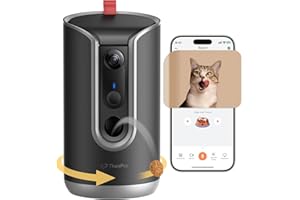 TKENPRO 2K Pet Camera Treat Dispenser, AI Photo Album, Dog Camera with 360° Auto Tracking & 5G/2.4G WiFi, 2-Way Talk, Remote Treat Tossing, Motion Alerts for Cats Indoor