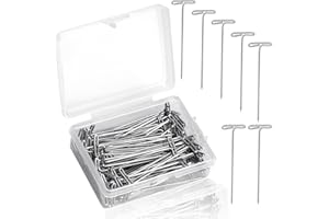 QMNNMA T Pins, 100 Pack 2 inch Sewing Pins for Blocking Knitting, Stainless Steel Push Kit with Clear Box for Foam Head, Sewing, Crocheting and Modelling