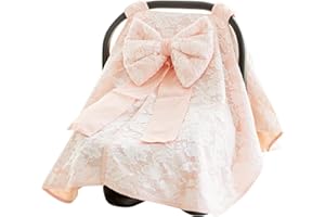 RAZEE Baby Carseat Canopy Cover with Bow for Girls Boys with Bow Stroller and Cart Cover Carseat Nursing Cover for Newborn