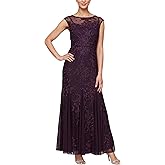 Alex Evenings Womens Long Length Fit and Flare Mother of The Bride Dress with Godet Detail (Petite and Regular Sizes)