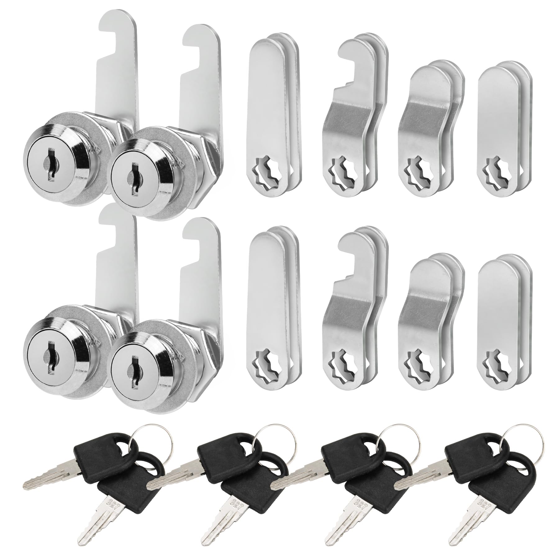Spesh 4 Sets Cabinet Cylinder Locks - Each Includes Unique Keys for Enhanced Security, Cupboard Lock with 2 Keys for Mailbox, Letterbox, File Cabinet(20MM)