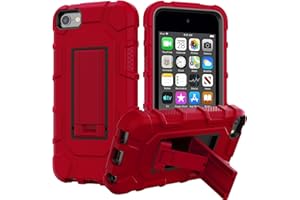 ZoneFoker Heavy Duty Shockproof Rugged Case for iPod Touch 7/6/5 Generation - Kids Girls Red