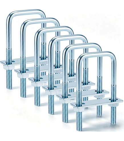 4 Pcs Square U Bolts, 3/8×3×7 Stainless Steel U Clamp Bolts