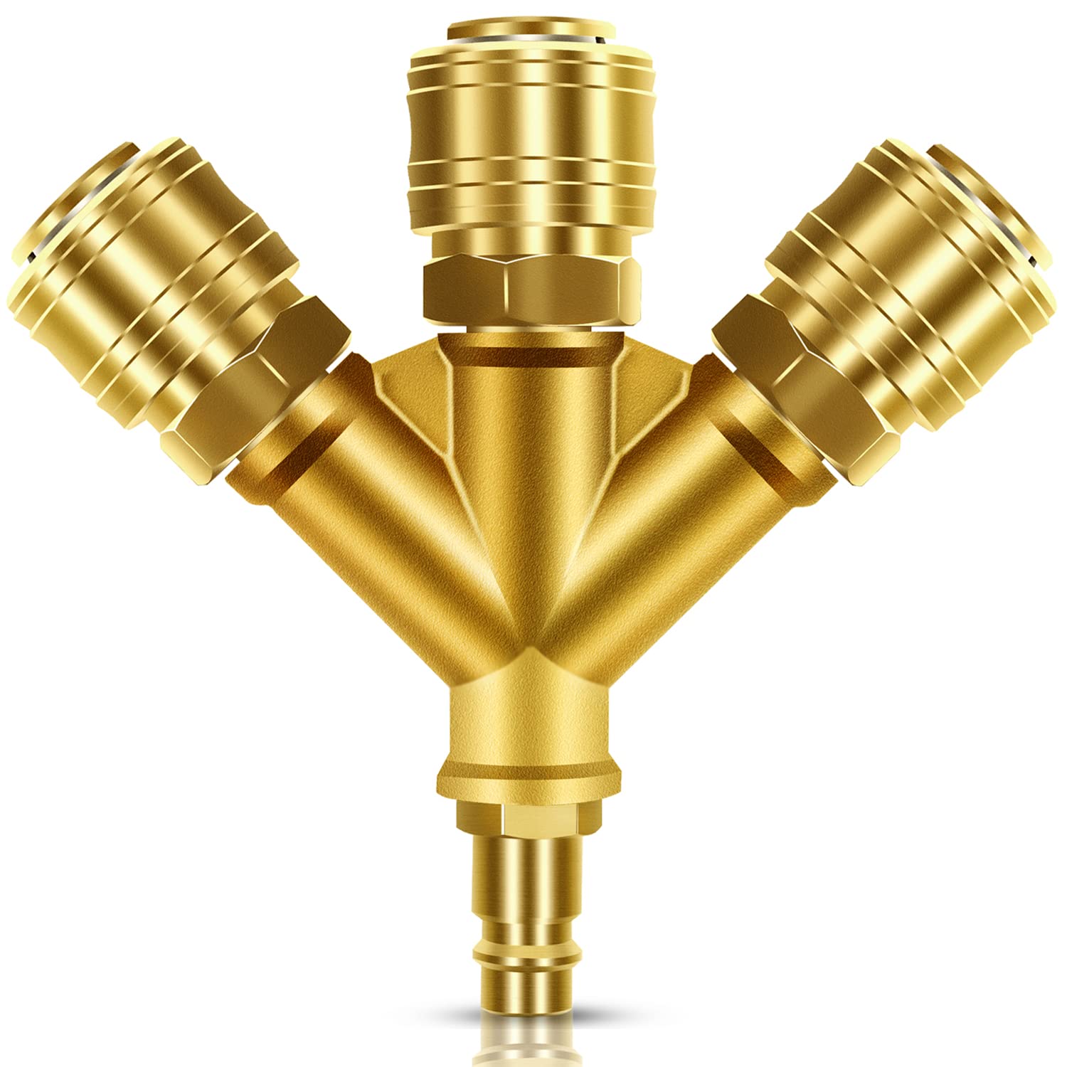 Compressed Air Distributor 3-Way with Couplings, 1/4 Inch Air Hose Quick Coupling Distributor, Brass Compressed Air Distributor with Male Thread & Seal NW 7.2 Air Softness K