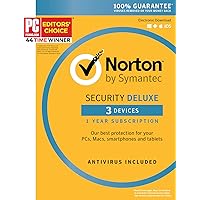 Symantec Norton Security Deluxe – 3 Devices – 1 Year Subscription [PC/Mac/Mobile Key Card]