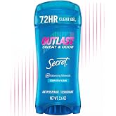 Secret Outlast Antiperspirant Deodorant for Women, 72hr Sweat &amp; Odor Protection, PH Balancing Minerals, Pro-Hyaluronic Acid, Invisible Solid, Completely Clean Scent, 2.6 oz