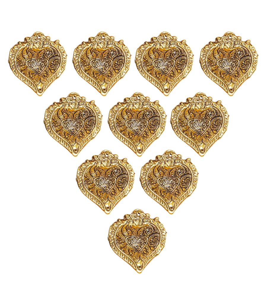 Wonder Care | Metal Gold Lamp Oil lamps For Indoor Use Diya Lamp For Pooja Indian Decor | Home Decor | Mandir | Housewarming Gift | Diwali Christmas Decor (Diya-10pc)