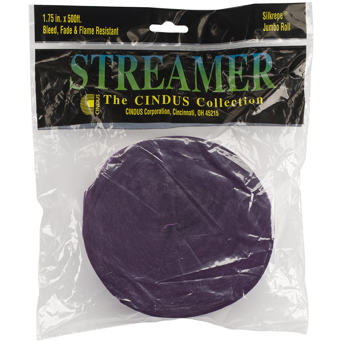 Cindus Crepe Streamers 1.75-inch x 500'-Purple