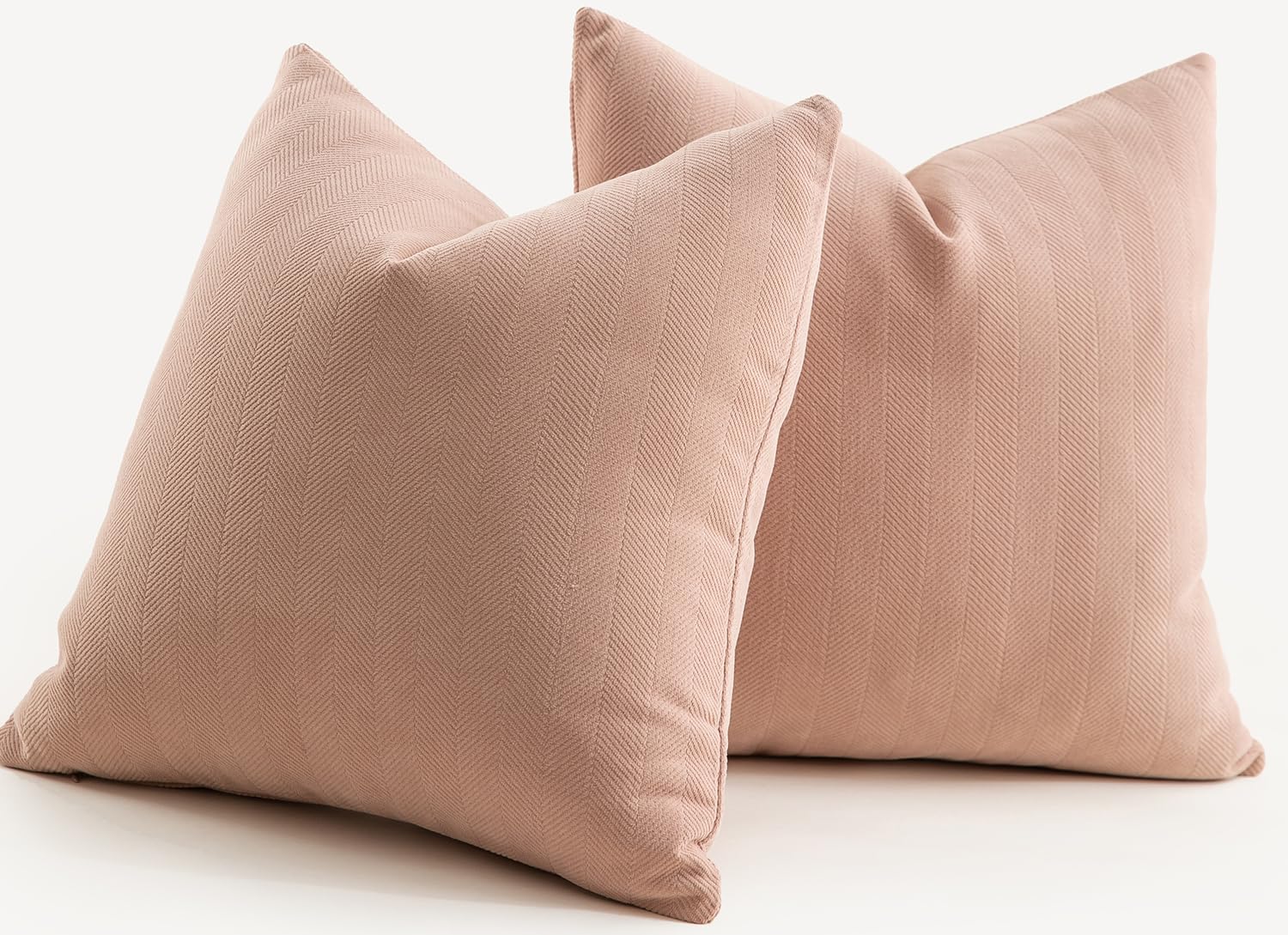 Mandioo Pack of 2 Chenille Cushion Covers Soft Comfortable Durable Throw Pillow Cases for Home Decor Sofa Couch Living Room Bedroom 24 x 24 Inch 60x60 cm Pink