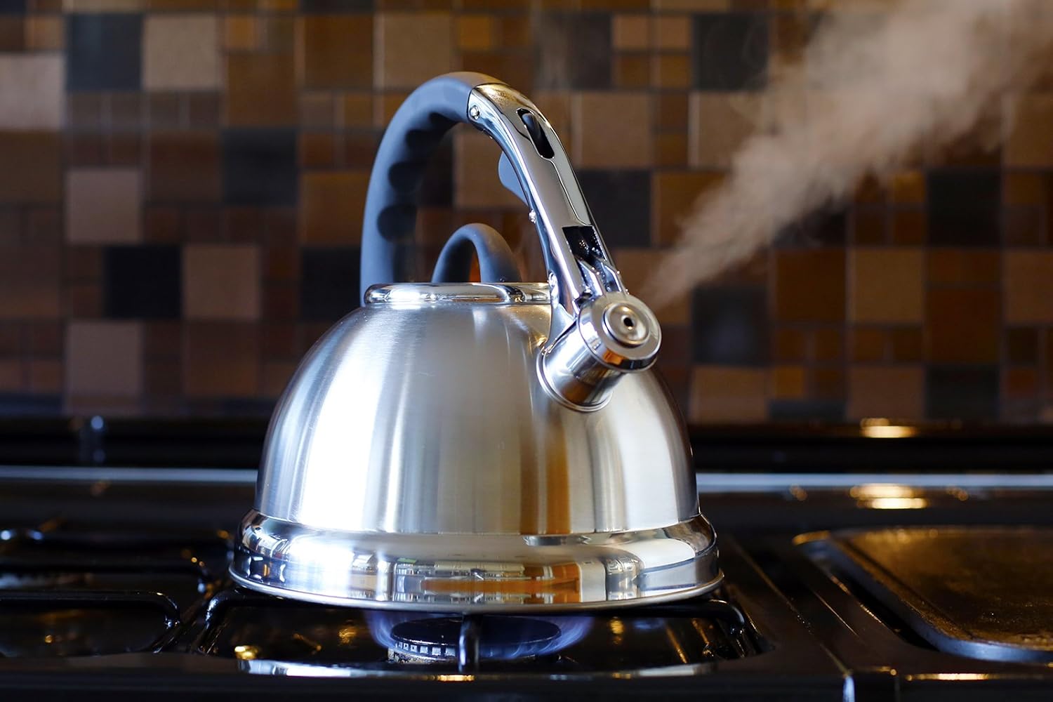 Stunning Brushed Chrome Whistling Kettle 3.5L Amazon.co.uk Kitchen & Home