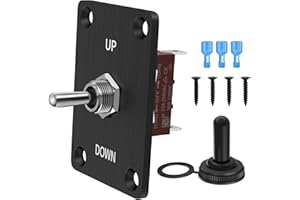 RVMARINEPAT Momentary Toggle Switch Waterproof 12V DC 30A SPDT 3 Way Toggle Switch 3 Pin (ON)-Off-(ON) with Up Down Mounting 