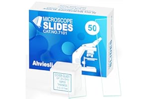 AHVIESLI Microscope Slides and Covers Kit – 50 Blank Pre-Cleaned Glass Slides for Microscope, 100 Cover Slips, for Teachers, Students, Families, and Science Enthusiasts