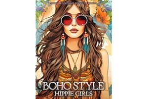 Boho Style Hippie Girls - Fashion Coloring Book for Adults: Beautiful Models Wearing Bohemian Chic Clothing & Flowers