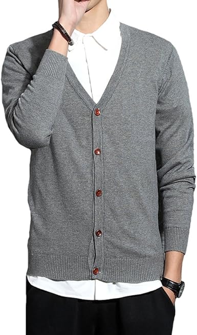 Amazon Jhjsc ニット カーディガン メンズ セーター Vネック 綿