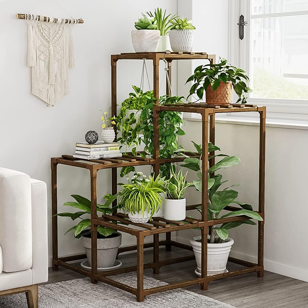 Bamworld 4-Tier Corner Plant Stand Indoor Outdoor Rack