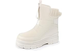 Viapipa Winter Boots for Women Waterproof, Snow Boots for Women, Womens Mid Calf Low Heel Zip Up Anti-Slip Warm Booties Comfortable for Outdoor Walking Hiking