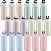 Domensi 18 Pcs 20oz Aluminum Water Bottles Bulk - Reusable Lightweight Sports Bottles with Leak-proof Twist Cap & Buckle for Gym, Hiking, Cycling, Camping