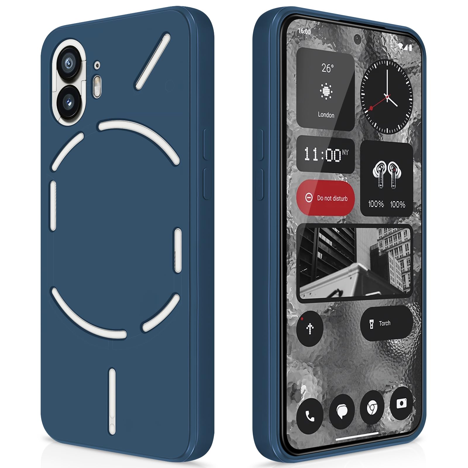 GiiYoon Case Compatible with Nothing Phone 2, Silky-Soft Touch Full-Body Protective Phone Silicone Case, Shockproof Cover with Microfiber Lining, Blue — image 1