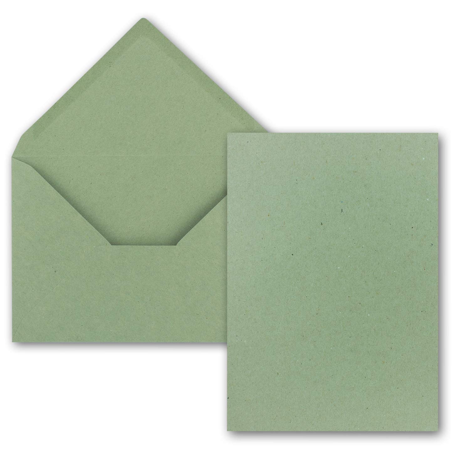 FarbenFroh by GUSTAV NEUSER Vintage Style Card Set of 50 x A6 Kraft Paper Cards with Envelopes in Green