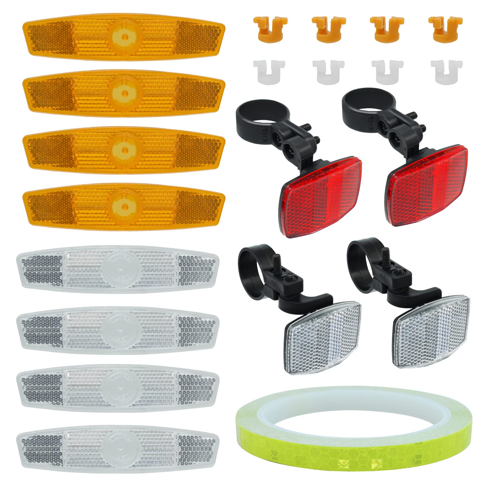 Wkmamo 13 Piece Bicycle Reflector Set, Bicycle Reflectors Front and Rear Set, Bicycle Reflectors Front and Rear Reflectors Rear Reflector Bicycle for Mountain Bike Road Bike