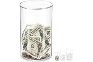 AZ-Homey Must Break to Open Acrylic Piggy Bank for Adults & Kids, Clear Money Saving Jar Must Break to Open, Unopenable Piggy Bank for Cash Coins, Boys Girls Birthday Gift (5.9" H x 3.55" Diameter)