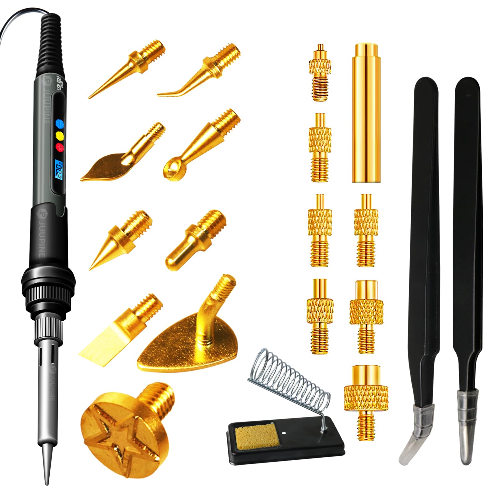 Photo 1 of 3D Printing Smoothing Tool Kit, 21PCS 3D Print Tools Set with 60W Soldering Iron, 7 Sizes Heat-Set Nuts, 9 Brass Tips, 2 Tweezers – 3D Pen Kit, Electric Connector Cleaning Leveling Tool for 3D Printer