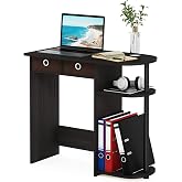 Furinno Go Green Desk, 31.5" Wide Gaming Desk with 2 Side Shelves and Storage Bins, Computer Desk, Office Desk for Home Office, Study Room, Dorm, Bedroom, Espresso