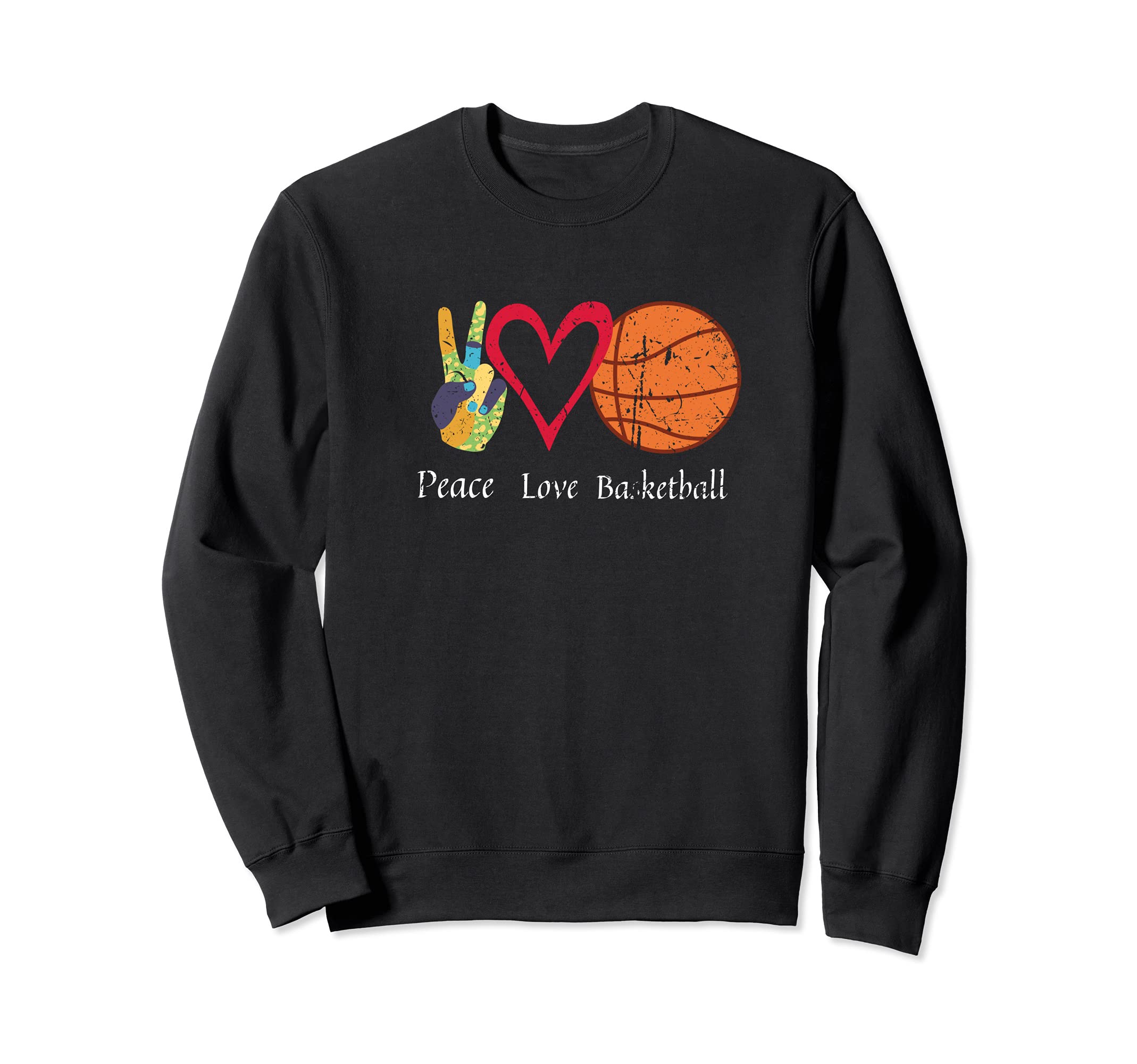 Sports Lover Peace Love Basketball Ball Design Basketball Sweatshirt