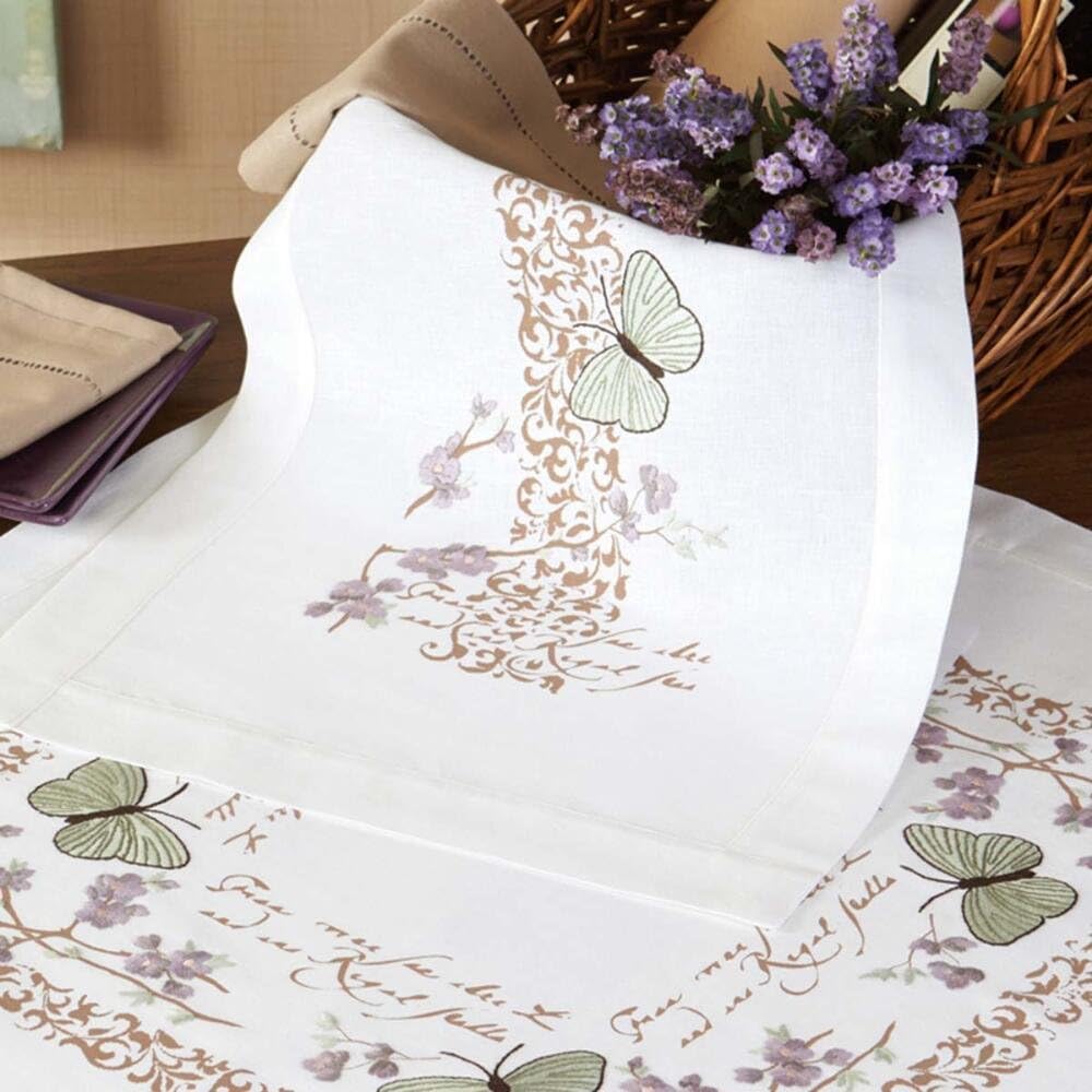 Nob Hill Spring Butterflies Table Runner Stamped Embroidery Kit