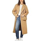 Majdan Women's Double Breasted Wool Blend Coat Notch Lapel Coat Winter Overcoat Mid Long Peacoat Long Jacket Outerwear