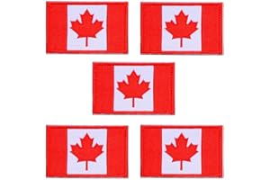 5 PCS Canada Flag Iron on Sew on Patches, Canadian Glue Back Tags Embroidered Applique Clothes Accessories Patch, DIY CA Mapl