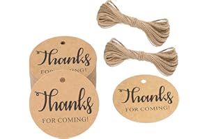 G2PLUS Thank You Tags, 100PCS Thank You for Coming Tags, 2 in Round Kraft Paper Gift Tag with String for Gift Wrapping, DIY Arts & Crafts, Wedding Party Favors