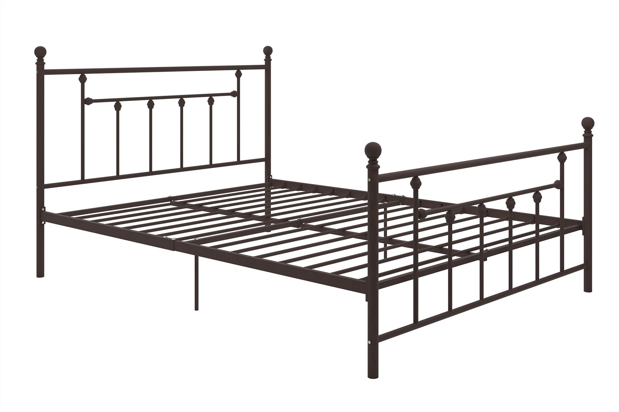 DHP Manila Metal Bed with Victorian Style Headboard and Footboard, Includes Metal Slats, Queen Size, Bronze