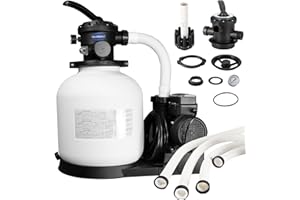 CHLORWORKS 2586GPH Sand Filter Pump for Above Ground Pool with Timer, Up to 16900GAL Pools, 6-Way Valve, with GFCI Plug, 110-120V, 2 Years Warranty