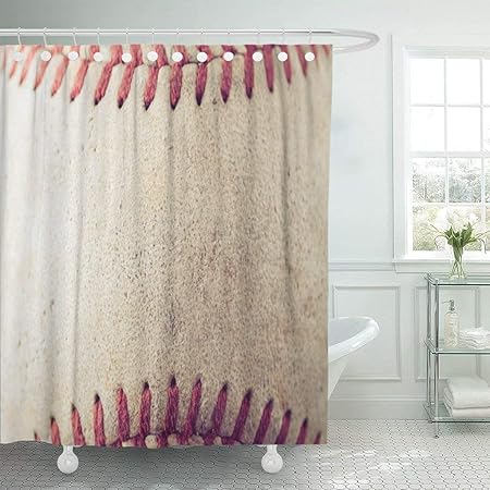 JOOCAR Design Duschvorhang, braunes altes Baseball auf Holz