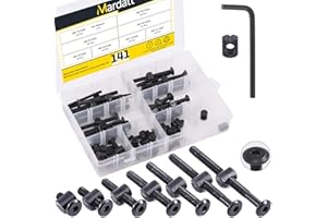 Mardatt 140Pcs M6x15/25/35/45/55/65/75mm Crib Screws Hardware Replacement Kit Black Hex Socket Cap Bolts Crib Bolts and Barre