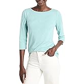 NIC+Zoe Womens 3/4 Sleeve Boat Tee
