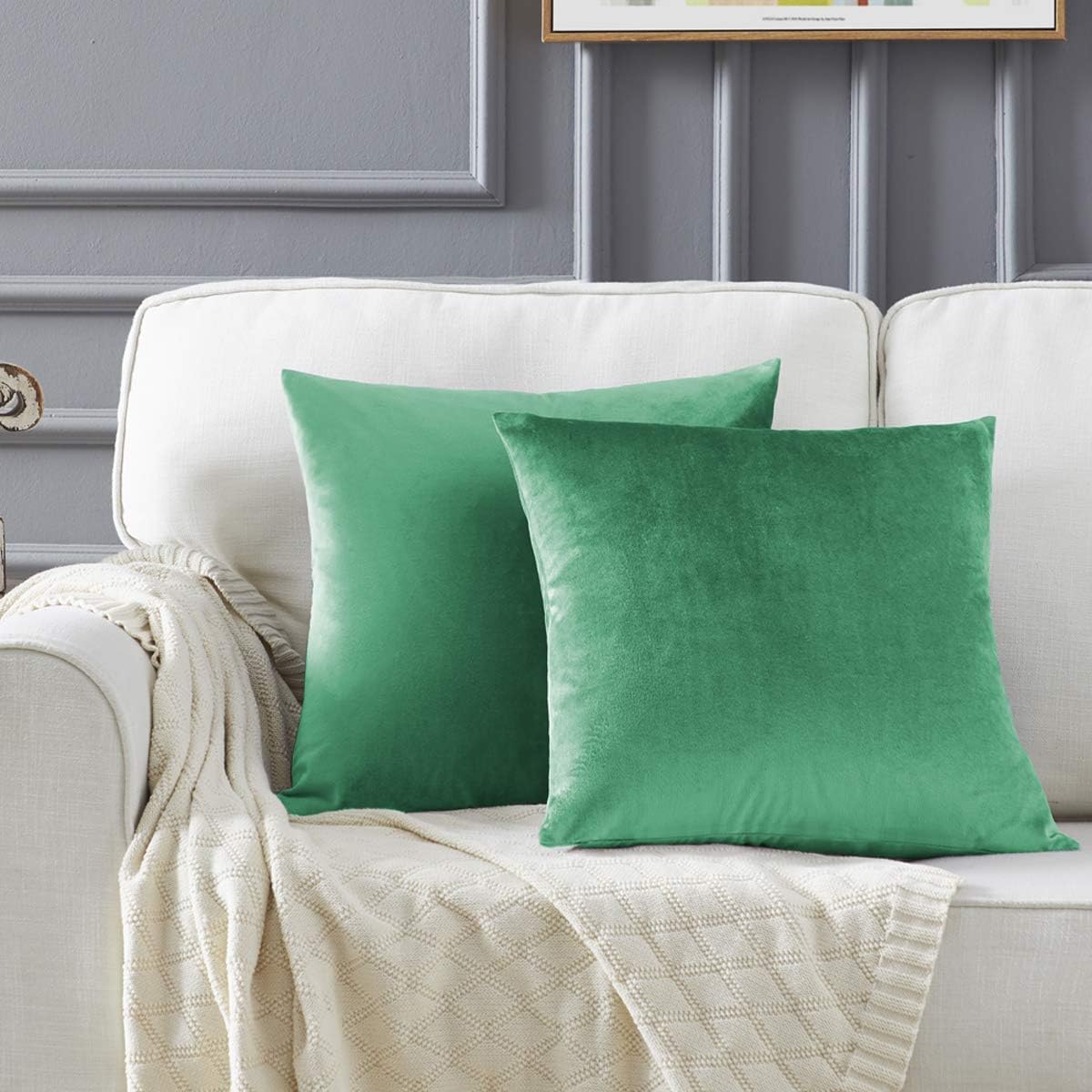 GIGIZAZA Decorative Throw Pillow Covers 16x16,Teal Green