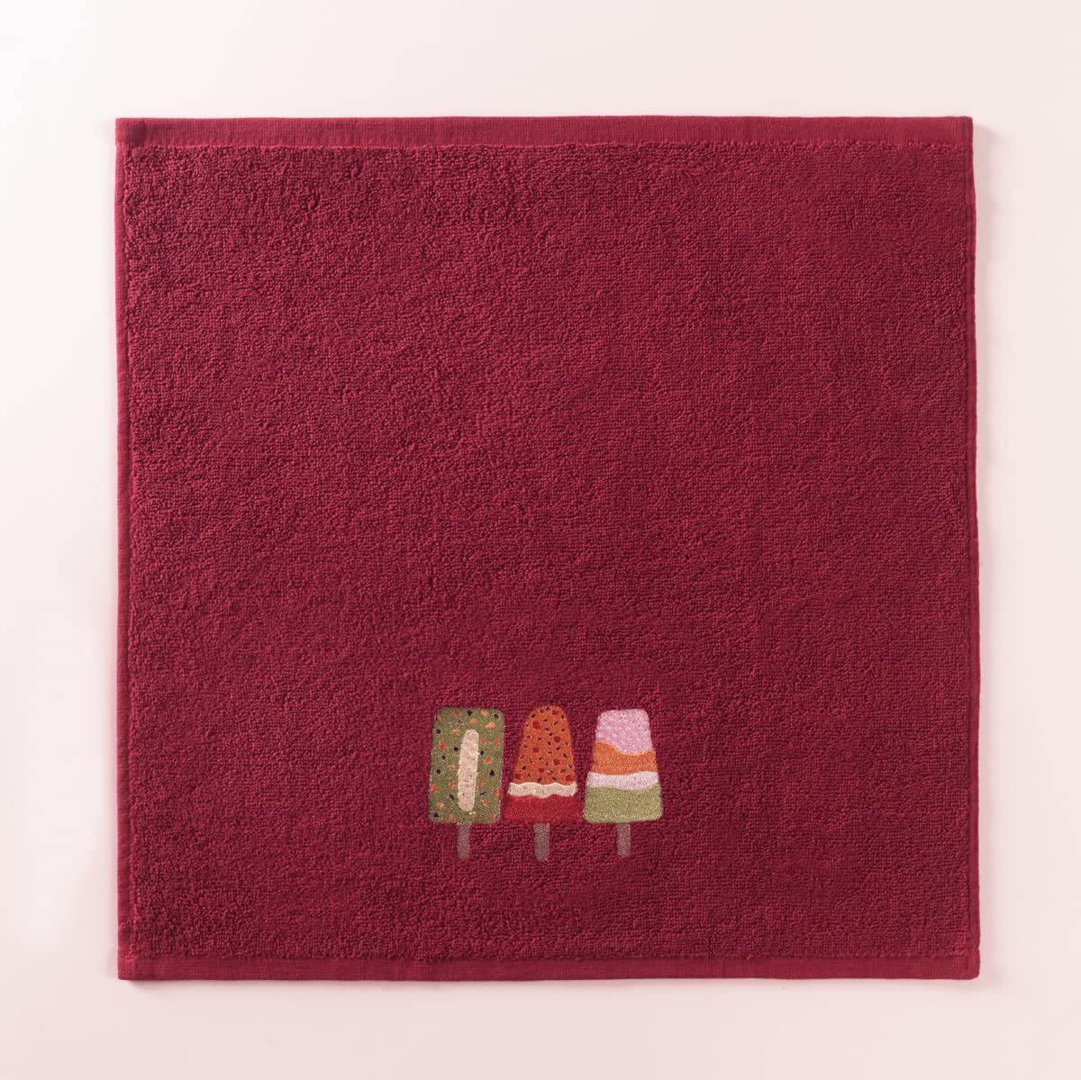 Top Towel - 3 Pack Tea Towels - 100% Cotton - Embroidered - Red - Kitchen Cloth