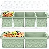 Silicone Freezer Molds for Soup with Lid, 1-Cup & 2-Cup Large Ice Cube Trays Food Storage Containers for Meal Prep, Freeze 250mL/125mL Portions – 2 Pack