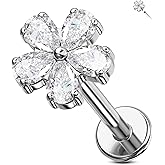 Jewseen G23 Titanium Helix Earrings 16G Internally Threaded Cartilage Earring Stud Flower Helix Tragus Piercing Jewelry Cartilage Piercing for Women