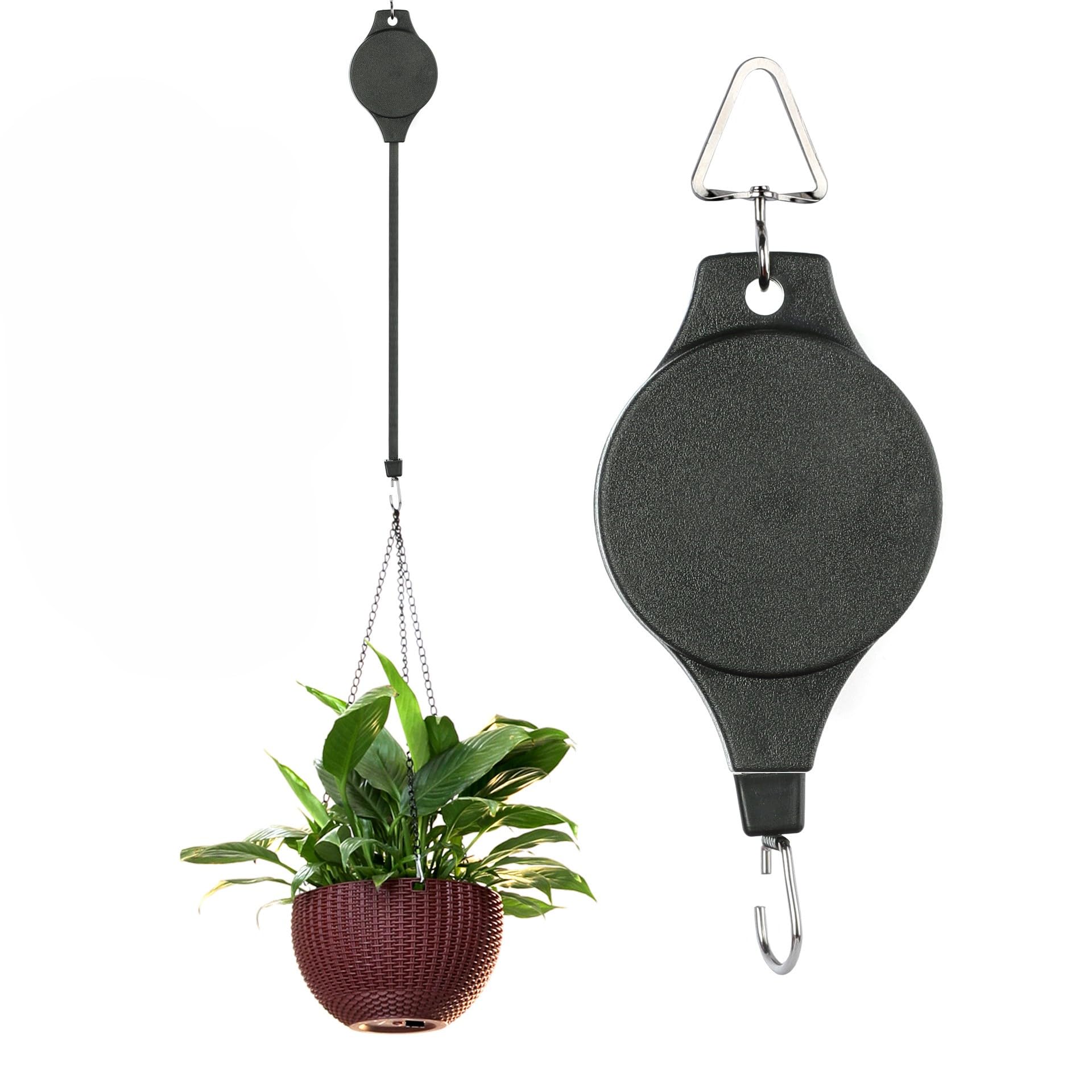 Namvo 3Pcs Plant Pulley, Hanging Basket Pulley Retractable Plant Hanger Heavy Duty Plant Pulley Hook for Garden Hanging Baskets and Birds Feeder