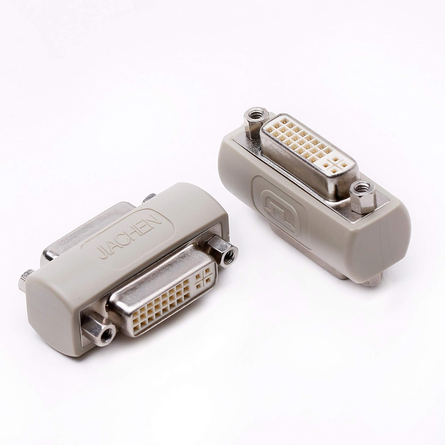 DVI coupler female to female gender changer bulkhead mount adapter(beige nickel plated) 2 Pack