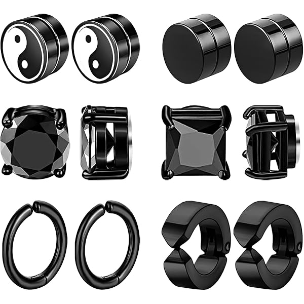 Amazon.com: HENGYID 3 Pairs Magnetic Earrings for Men  3 Pairs Magnetic Earrings for Men - Stainless Steel Allergy-Free Men main image 0