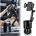 SCRWVESS Cup Holder Phone Mount, 2 in 1 Cup Holder Expander for Car Long Arm with 360°Rotation Cup Holder Cell Phone Holder for Car Compatible with All Smartphones